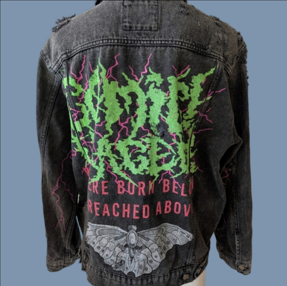 Zara Distressed Black Denim Jacket
